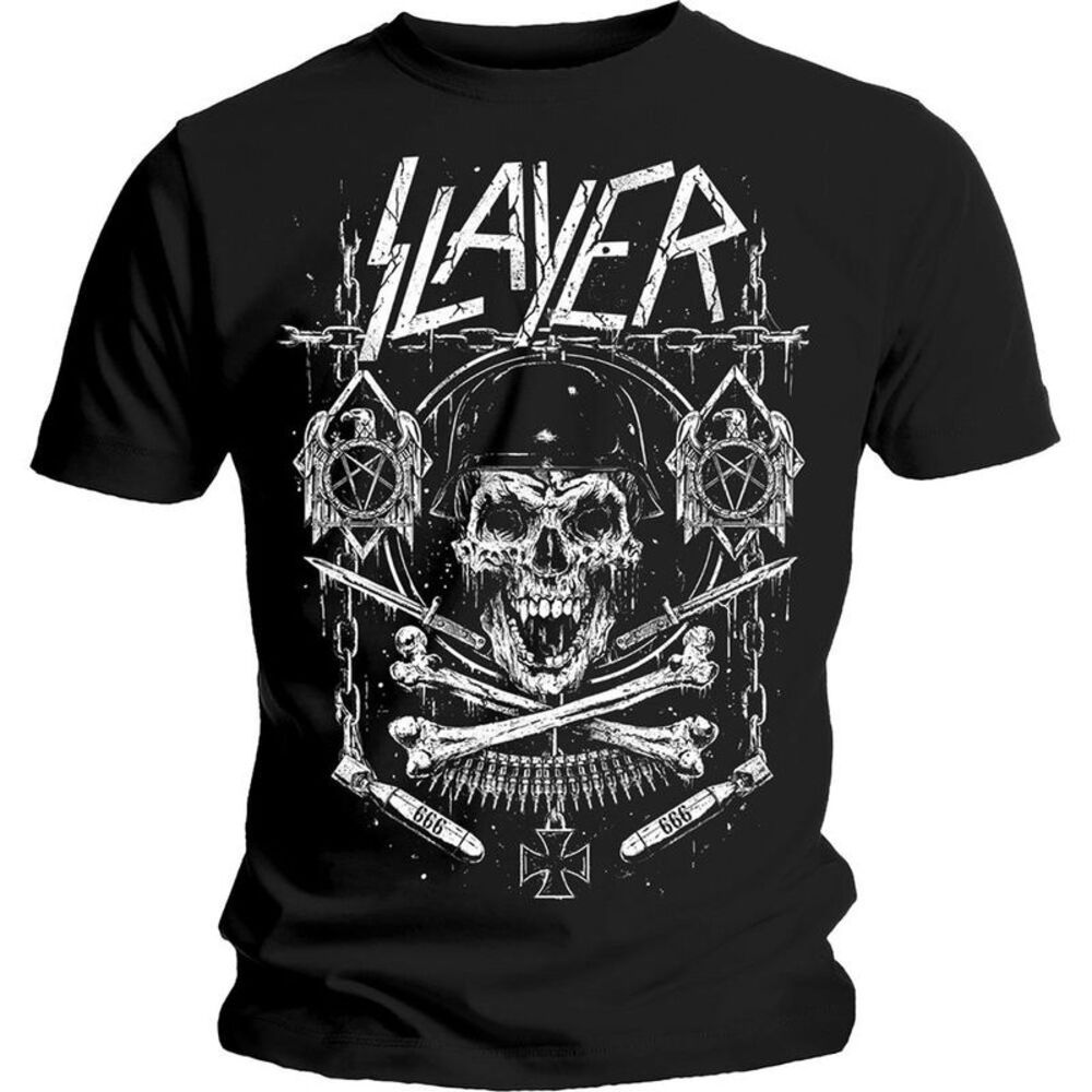 Slayer Unisex Adult Revised Skull And Crossbones T-Shirt / Black